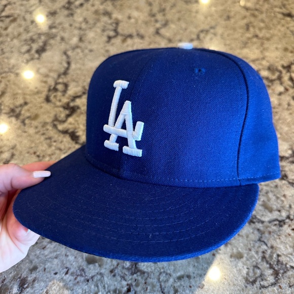 Los Angeles Dodgers Hat Cap Fitted Mens 7 1/8 Blue White New Era MLB Baseball - Picture 3 of 8